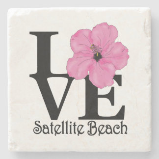 LOVE Satellite Beach Pink Stone Coaster