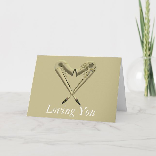 Love Sax Greetings Card (Front)