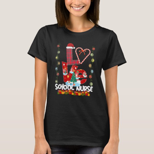 Love School Nurse Santa Hat Candy Xmas Pajama   T-Shirt (Front)