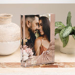 Love Script Boho Watercolor Floral Keepsake Arch Photo Block<br><div class="desc">A beautiful photo keepsake gift for the newlyweds. Beautifully designed modern bohemian watercolor tropical floral wedding photo featuring our hand-drawn boho botanical flowers and tropical greenery. Modern geometrical shapes paired with a beautiful modern boho colour palette create this elegant sophisticated wedding photo keepsake. "Love" script photo overplay, customise with the...</div>