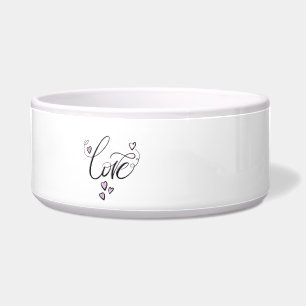 Love Script Ceramic Pet Bowl Elegant Minimalist