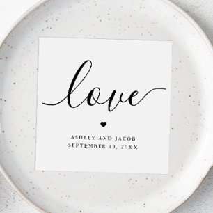 Love Script Minimalist Elegant Romantic Wedding Napkin