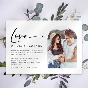 Love Script Modern Arch Photo Wedding Invitation