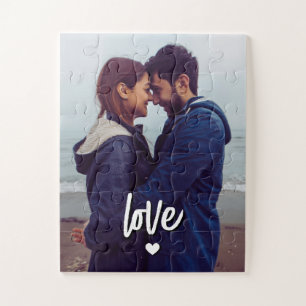 Love Script Modern Couple Photo  Jigsaw Puzzle