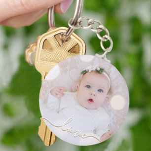 Love Script My Baby Photo Key Ring