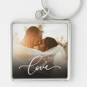 Love Script Newlywed Custom Photo Key Ring