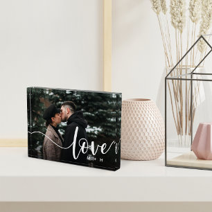 Love Script Overlay Couples Personalised Photo Block