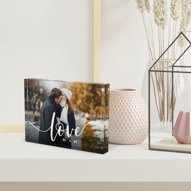 Love Script Overlay Couples Personalised Photo Block (Creator Uploaded)