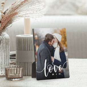 Love Script Overlay Couples Personalised Photo Plaque