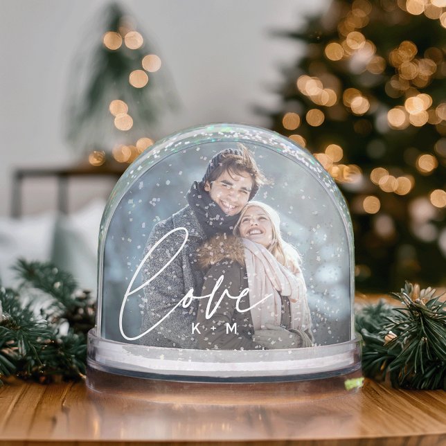 Love Script Overlay Couples Photo & Initials Snowglobe (Creator Uploaded)