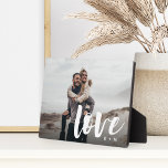 Love Script Overlay Personalized Couples Plaque<br><div class="desc">Create a sweet keepsake of your wedding,  honeymoon or special moment with this photo plaque that's perfect for couples. Add a favorite photo,  with "love" overlaid in casual brush script hand lettering,  and your initials beneath.</div>