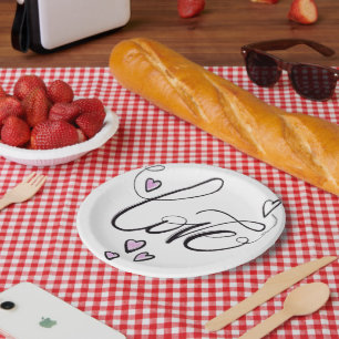 Love Script Party Plates   Romantic Garden Picnic 