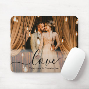 Love Script Personalized Family or Couple Photo  Mouse Pad