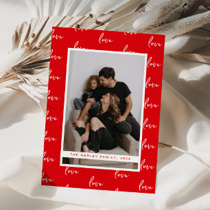 Love Script Photo Valentines Holiday Card