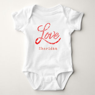 Love Script   Pink Glitter Star Sparkle Monogram Baby Bodysuit