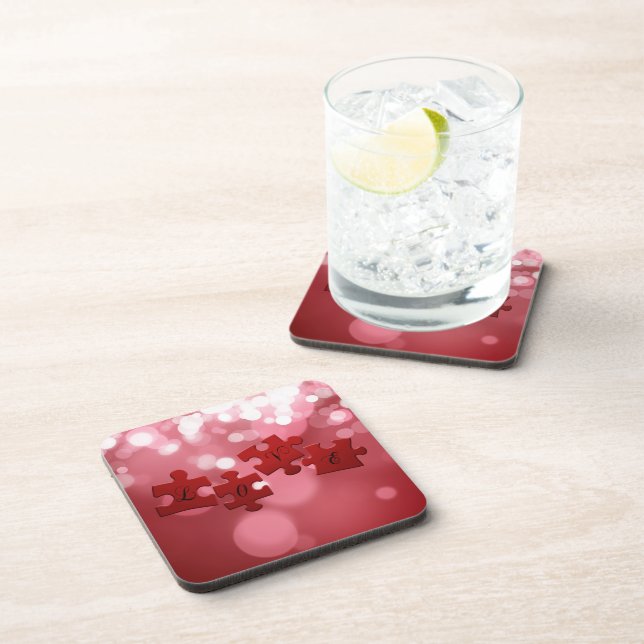 Love Script Puzzle Pieces Coaster (Right Side)