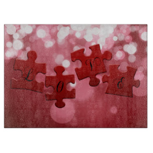 Love Script Puzzle Pieces Cutting Board