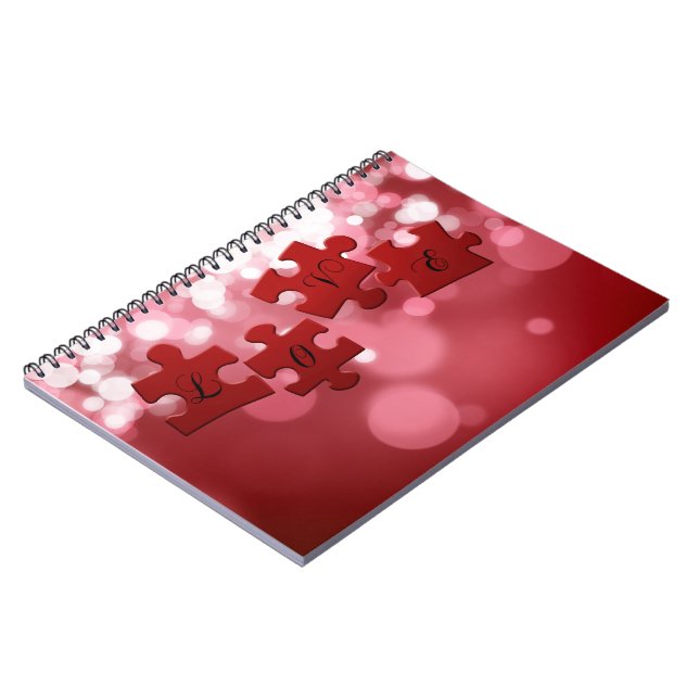 Love Script Puzzle Pieces Spiral Notebook (Left Side)