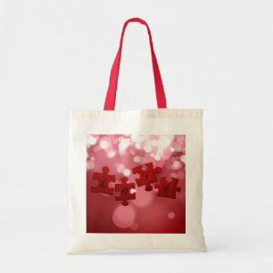 Love Script Puzzle Pieces Tote Bag