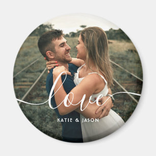 Love Script Wedding Photo Custom  Magnet