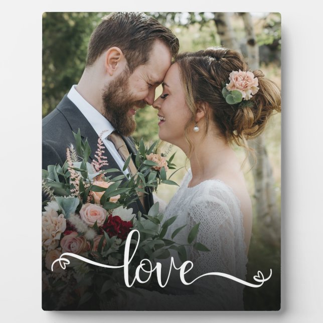 Love Script Wedding Photo Plaque (Front)
