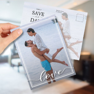 LOVE Script Wedding Photo Save the Date Announceme Announcement Postcard