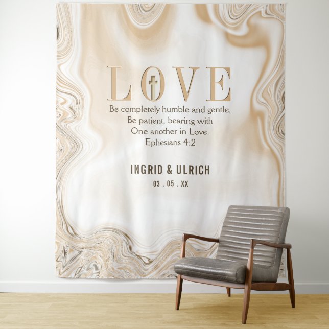 Love Scripture Ephesians 4:2 Wedding Backdrop Tapestry (In Situ)