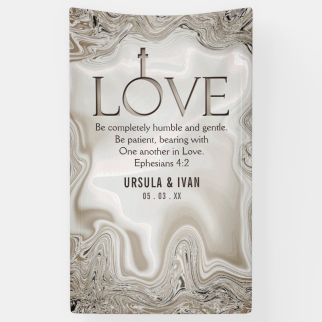 Love Scripture Verse Ephesians 4:2 Wedding Banner (Vertical)