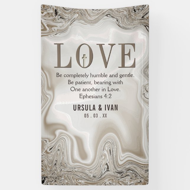 Love Scripture Verse Ephesians 4:2 Wedding Banner (Vertical)
