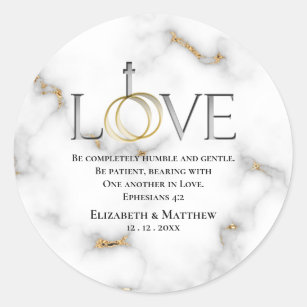 Love Scripture Verse Ephesians 4:2 Wedding Classic Round Sticker
