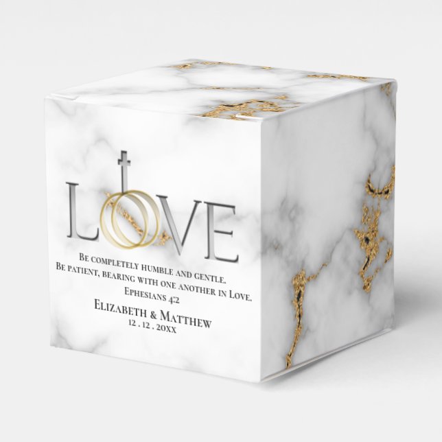 Love Scripture Verse Ephesians 4:2 Wedding Favour Box (Front Side)