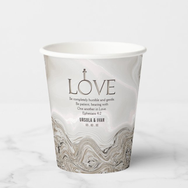 Love Scripture Verse Ephesians 4:2 Wedding Paper Cups (Front)