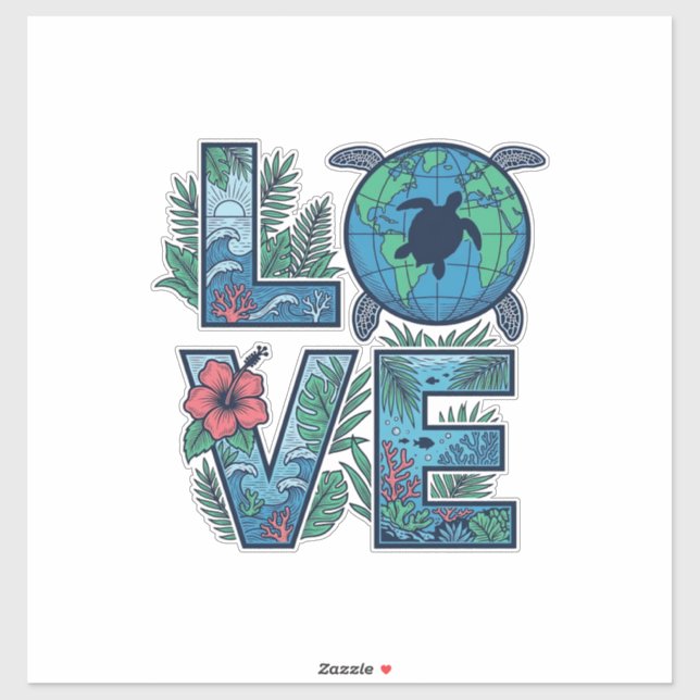 Love Sea Turtle Earth Tropical (Sheet)