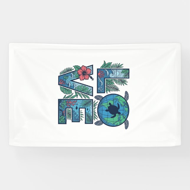 Love Sea Turtle Earth Tropical Banner (Horizontal)