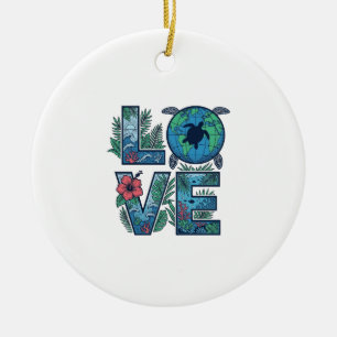 Love Sea Turtle Earth Tropical Ceramic Tree Decoration
