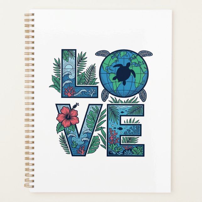 Love Sea Turtle Earth Tropical Planner (Front)