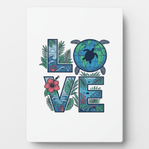 Love Sea Turtle Earth Tropical Plaque