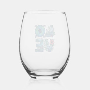 Love Sea Turtle Earth Tropical Stemless Wine Glass