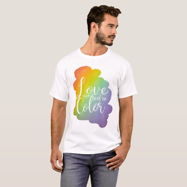 Love Sees No Colour Inspirational Quote Rainbow T-Shirt (Front Full)