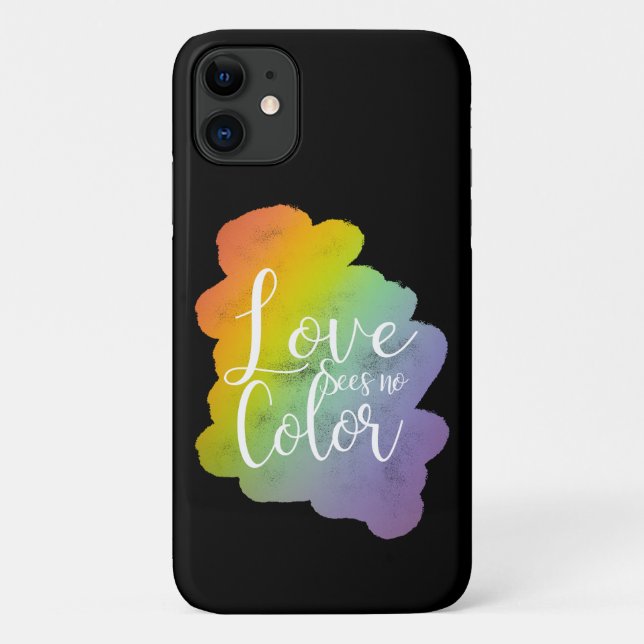 Love Sees No Colour Quote Rainbow Black Case-Mate iPhone Case (Back)