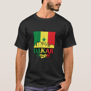 Love Senegal With Dakar Skyline On Selegal Distres T-Shirt