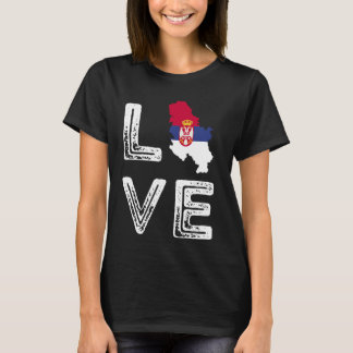 Love Serbia Flag Map Pride Serbian Roots Srbija He T-Shirt