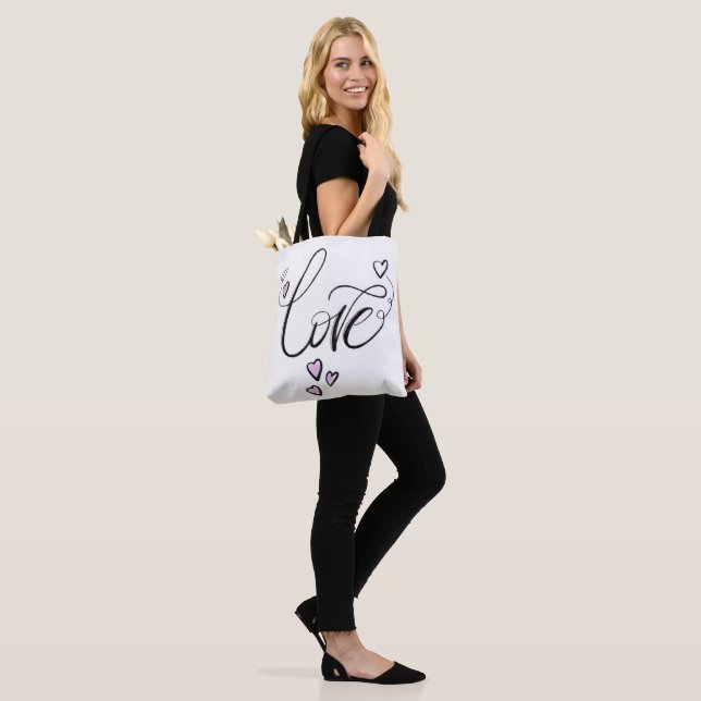Love Serenity Script | Chic Mindfulness Graphic  Tote Bag (On Model)