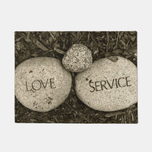 "Love" "Service" Spiritual Religious Stones Doormat