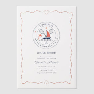 Love Set Matched Preppy Tennis Beach Club Bridal Vellum Invitations