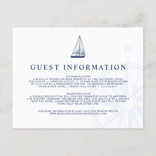 Love Set Sail Nautical Sailboat Wedding Guest Info Enclosure Card