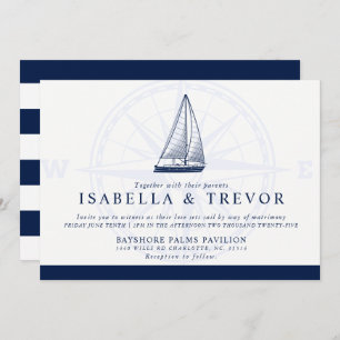 Love Sets Sail   Nautical Themed Wedding Invitation