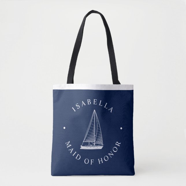 Love Sets Sail Nautical Wedding Party Tote Bag (Front)