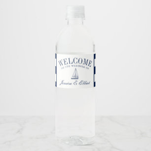 Love Sets Sail   Nautical Wedding Welcome Water Bottle Label