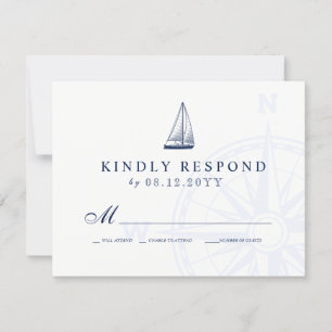 Love Sets Sail Sailboat Nautical Wedding Navy RSVP